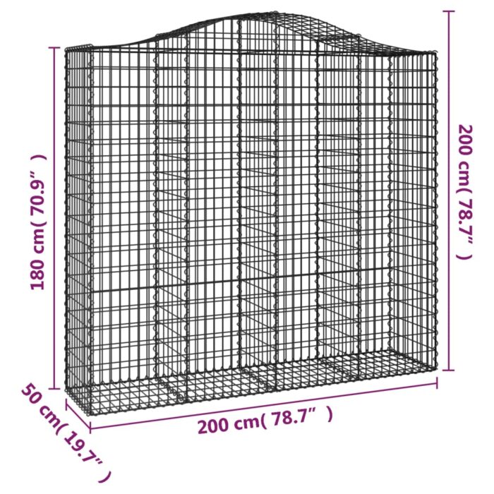 Paniers à gabions arqués 6 pcs 200x50x180/200 cm Fer galvanisé – Image 4