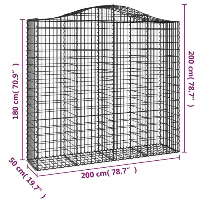 Paniers à gabions arqués 9 pcs 200x50x180/200 cm Fer galvanisé – Image 4
