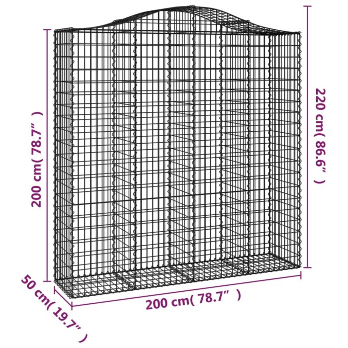 Paniers à gabions arqués 7 pcs 200x50x200/220 cm Fer galvanisé – Image 4