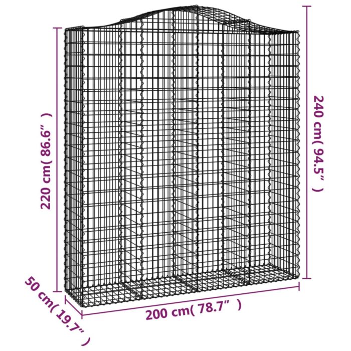 Paniers à gabions arqués 4 pcs 200x50x220/240 cm Fer galvanisé – Image 4