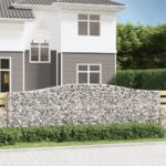 Paniers à gabions arqués 4 pcs 400x30x120/140 cm Fer galvanisé