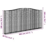 Paniers à gabions arqués 7 pcs 400x30x180/200 cm Fer galvanisé – Image 4