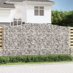Paniers à gabions arqués 2 pcs 400x30x200/220 cm Fer galvanisé