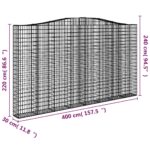 Paniers à gabions arqués 3 pcs 400x30x220/240 cm Fer galvanisé – Image 4