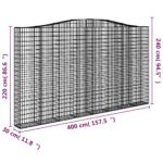 Paniers à gabions arqués 4 pcs 400x30x220/240 cm Fer galvanisé – Image 4