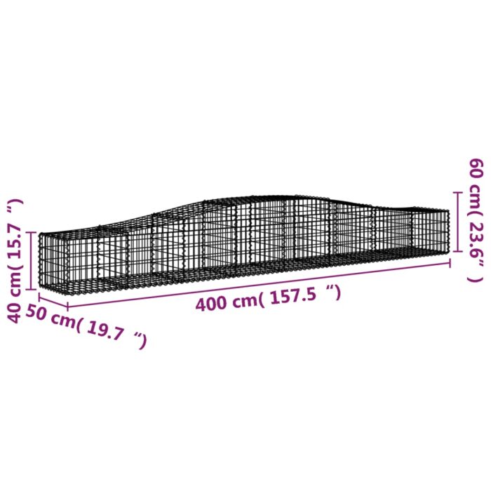 Paniers à gabions arqués 20 pcs 400x50x40/60 cm Fer galvanisé – Image 4