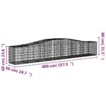 Paniers à gabions arqués 5 pcs 400x50x60/80 cm Fer galvanisé – Image 4