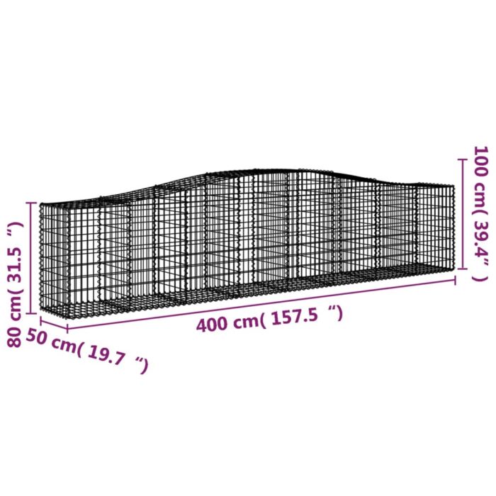 Paniers à gabions arqués 3 pcs 400x50x80/100 cm Fer galvanisé – Image 4