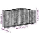 Paniers à gabions arqués 2 pcs 400x50x160/180 cm fer galvanisé – Image 4