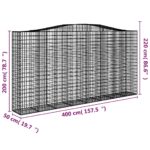 Paniers à gabions arqués 2 pcs 400x50x200/220 cm Fer galvanisé – Image 4