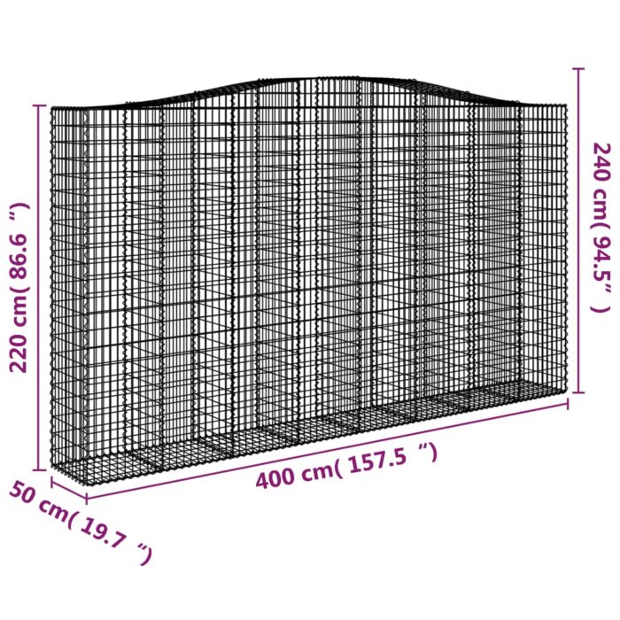 Paniers à gabions arqués 4 pcs 400x50x220/240 cm Fer galvanisé – Image 4