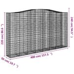 Paniers à gabions arqués 6 pcs 400x50x220/240 cm Fer galvanisé – Image 4