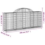 Paniers à gabions arqués 3 pcs 200x30x80/100 cm Fer galvanisé – Image 4