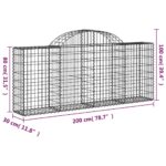 Paniers à gabions arqués 7 pcs 200x30x80/100 cm Fer galvanisé – Image 4