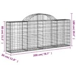 Paniers à gabions arqués 11 pcs 200x30x80/100 cm Fer galvanisé – Image 4