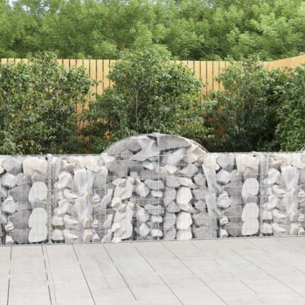 Paniers à gabions arqués 25 pcs 200x30x80/100 cm Fer galvanisé