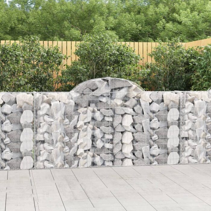 Paniers à gabions arqués 3 pcs 200x30x100/120 cm Fer galvanisé – Image 1