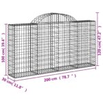 Paniers à gabions arqués 5 pcs 200x30x100/120 cm Fer galvanisé – Image 4