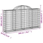 Paniers à gabions arqués 13 pcs 200x30x100/120 cm Fer galvanisé – Image 4