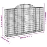 Paniers à gabions arqués 3 pcs 200x30x120/140 cm Fer galvanisé – Image 4