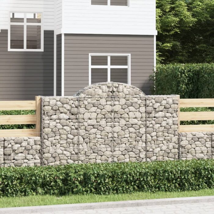 Paniers à gabions arqués 3 pcs 200x30x120/140 cm Fer galvanisé – Image 1