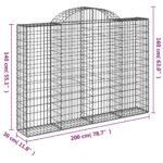 Paniers à gabions arqués 9 pcs 200x30x140/160 cm Fer galvanisé – Image 4