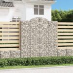 Paniers à gabions arqués 5 pcs 200x30x220/240 cm fer galvanisé