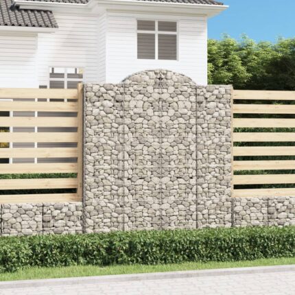 Paniers à gabions arqués 5 pcs 200x30x220/240 cm fer galvanisé