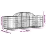 Paniers à gabions arqués 7 pcs 200x50x60/80 cm Fer galvanisé – Image 4