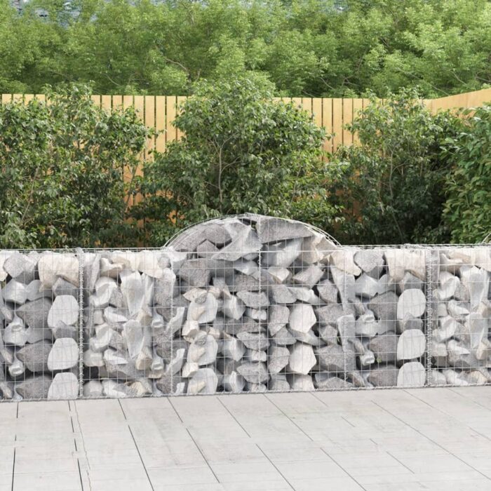 Paniers à gabions arqués 3 pcs 200x50x80/100 cm Fer galvanisé – Image 1