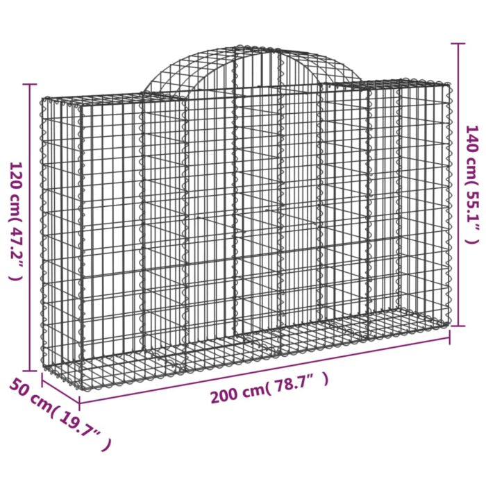 Paniers à gabions arqués 7 pcs 200x50x120/140 cm Fer galvanisé – Image 4