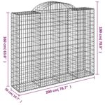 Paniers à gabions arqués 3 pcs 200x50x160/180 cm Fer galvanisé – Image 4