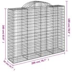 Paniers à gabions arqués 13 pcs 200x50x160/180 cm Fer galvanisé – Image 4