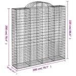 Paniers à gabions arqués 3 pcs 200x50x200/220 cm Fer galvanisé – Image 4