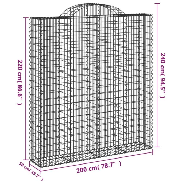 Paniers à gabions arqués 25 pcs 200x50x220/240 cm Fer galvanisé – Image 4