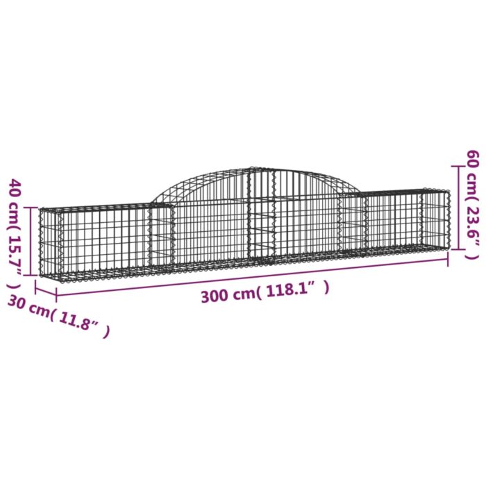 Paniers à gabions arqués 9 pcs 300x30x40/60 cm fer galvanisé – Image 4