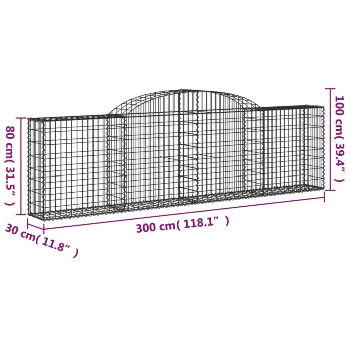 Paniers à gabions arqués 11 pcs 300x30x80/100 cm fer galvanisé – Image 4