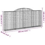 Paniers à gabions arqués 3 pcs 300x30x120/140 cm fer galvanisé – Image 4
