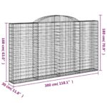 Paniers à gabions arqués 3 pcs 300x30x160/180 cm fer galvanisé – Image 4