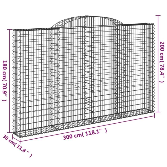 Paniers à gabions arqués 5 pcs 300x30x180/200 cm fer galvanisé – Image 4