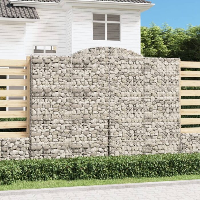 Paniers à gabions arqués 3 pcs 300x30x220/240 cm fer galvanisé – Image 1
