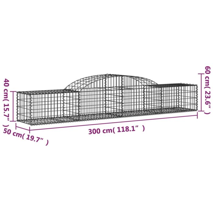 Paniers à gabions arqués 3 pcs 300x50x40/60 cm fer galvanisé – Image 4