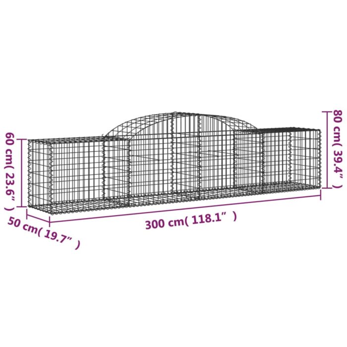 Paniers à gabions arqués 5 pcs 300x50x60/80 cm fer galvanisé – Image 4