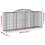 Paniers à gabions arqués 11 pcs 300x50x120/140 cm fer galvanisé – Image 4