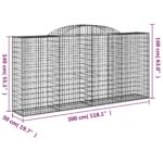 Paniers à gabions arqués 3 pcs 300x50x140/160 cm fer galvanisé – Image 4