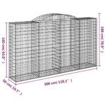 Paniers à gabions arqués 3 pcs 300x50x160/180 cm fer galvanisé – Image 4