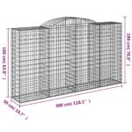 Paniers à gabions arqués 13 pcs 300x50x160/180 cm fer galvanisé – Image 4