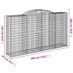 Paniers à gabions arqués 17 pcs 300x50x160/180 cm fer galvanisé – Image 4