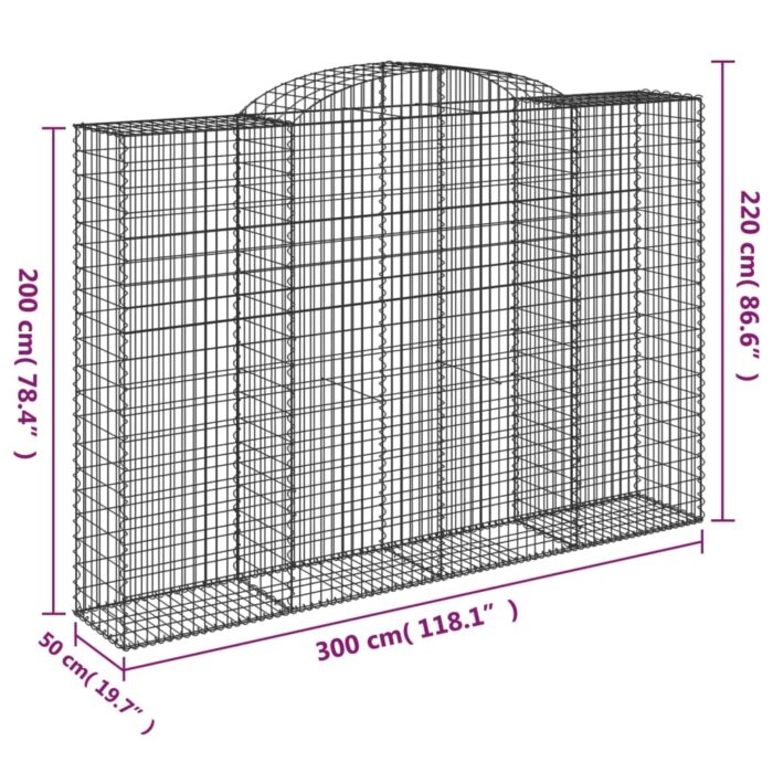 Paniers à gabions arqués 5 pcs 300x50x200/220 cm fer galvanisé – Image 4