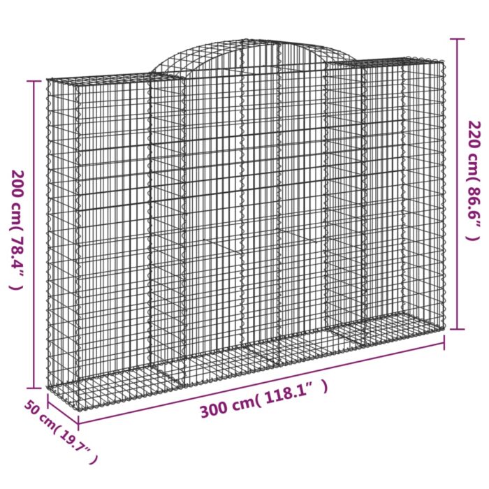 Paniers à gabions arqués 11 pcs 300x50x200/220 cm Fer galvanisé – Image 4